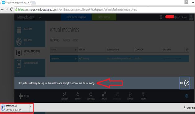 click on to downloaded .rdp file